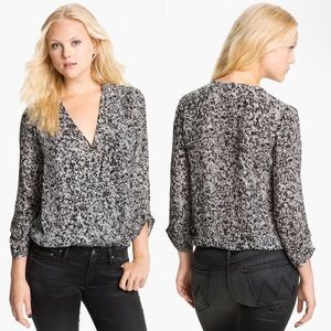 JOIE Silk Yogini Surplice Blouse in Caviar Print